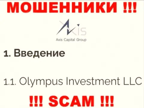 Юридическое лицо Олимпус Инвестмент ЛЛК - это Olympus Investment LLC, именно такую инфу расположили мошенники у себя на онлайн-сервисе