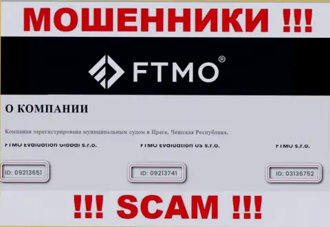 Компания FTMO представила свой регистрационный номер на своем официальном информационном портале - 03136752