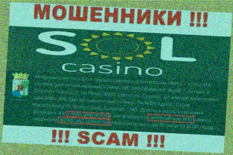 Будьте крайне бдительны, зная лицензию Sol Casino с их онлайн-сервиса, уберечься от слива не удастся - это КИДАЛЫ !!!