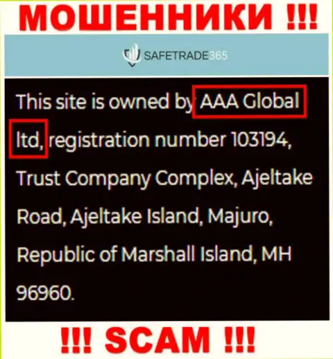 AAA Global ltd - организация, которая владеет интернет мошенниками SafeTrade365