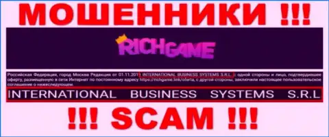 Организация, которая владеет мошенниками Rich Game - NTERNATIONAL BUSINESS SYSTEMS S.R.L.