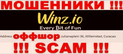 Преступно действующая организация Winz расположена в оффшорной зоне по адресу Джулианаплеин 36, Виллемстад, Кюрасао, будьте крайне бдительны