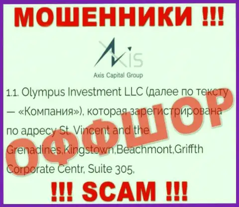 Официальный адрес мошенников Axis Capital Group в офшорной зоне - Садовническая улица, 14, город Москва, 115035, данная инфа предложена на их официальном сайте