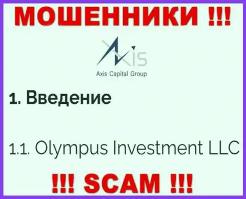 Юридическое лицо Олимпус Инвестмент ЛЛК - это Olympus Investment LLC, именно такую инфу расположили мошенники у себя на онлайн-сервисе