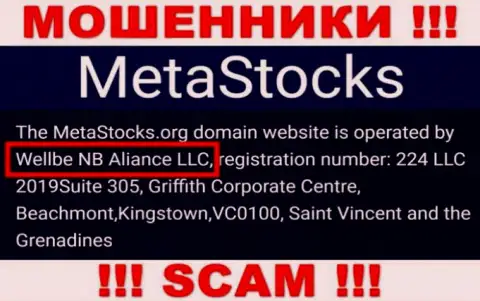 Юридическое лицо организации MetaStocks - Wellbe NB Aliance LLC, информация взята с официального сайта