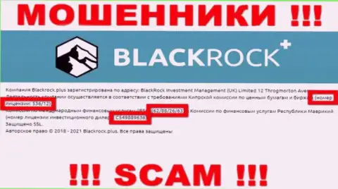 BlackRock Plus скрывают свою мошенническую суть, показывая на своем web-портале номер лицензии
