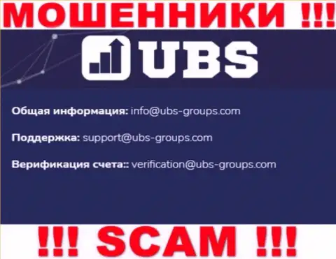 В контактных данных, на сайте мошенников UBS-Groups, размещена вот эта электронная почта