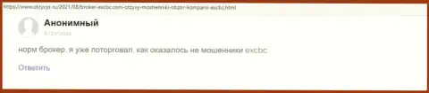 Сайт otzyvys ru поделился отзывом из первых рук валютного игрока о дилинговом центре ЕХ Брокерс