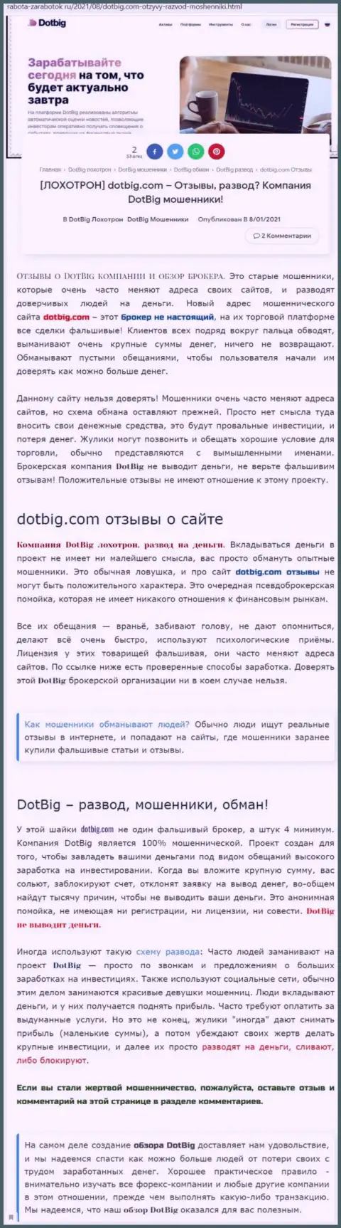 DotBig вклады назад не выводит - это ОБМАНЩИКИ ! (обзор компании)