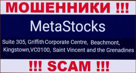 На официальном интернет-сервисе MetaStocks Co Uk размещен адрес данной компании - Suite 305, Griffith Corporate Centre, Beachmont, Kingstown, VC0100, Saint Vincent and the Grenadines (офшорная зона)