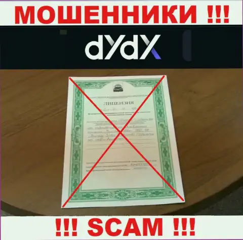 У компании dYdX не представлены сведения о их номере лицензии - это коварные internet жулики !!!