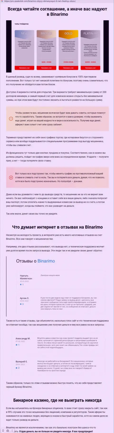 Binarimo - это мошенники, которым средства доверять не нужно ни при каких обстоятельствах (обзор противозаконных деяний)