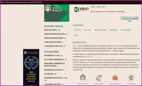 Материал о условиях для торговли форекс организации Kiexo Com, представленный на ресурсе Директори ФинансМагнатес Ком