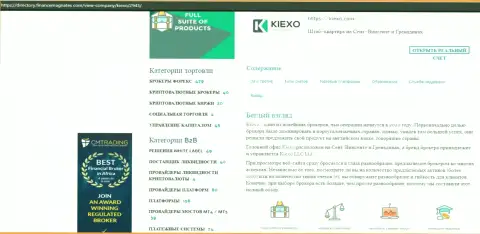 Материал об услугах Форекс дилинговой организации Киексо, расположенный на сайте Директори ФинансМагнатес Ком
