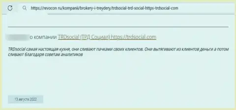 В данном отзыве представлен очередной случай облапошивания лоха кидалами TRDSocial