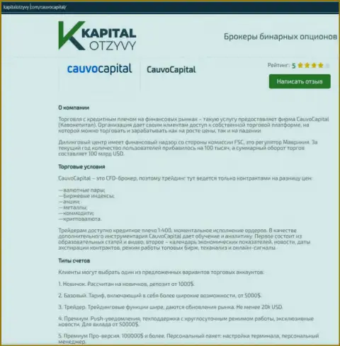 Ещё одна правдивая статья о компании CauvoCapital на сайте kapitalotzyvy com