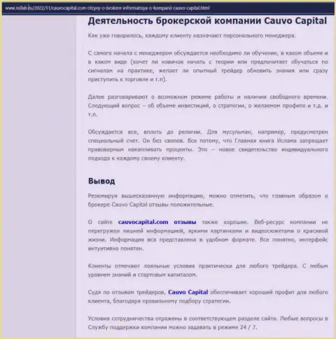Дилер Cauvo Capital был представлен в обзорной статье на портале Нсллаб Ру