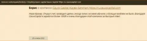 Комплиментарный комментарий о дилинговой компании Кауво Капитал на сайте Ревокон Ру